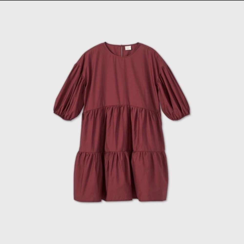 A New Day NWT Burgundy Babydoll Dress